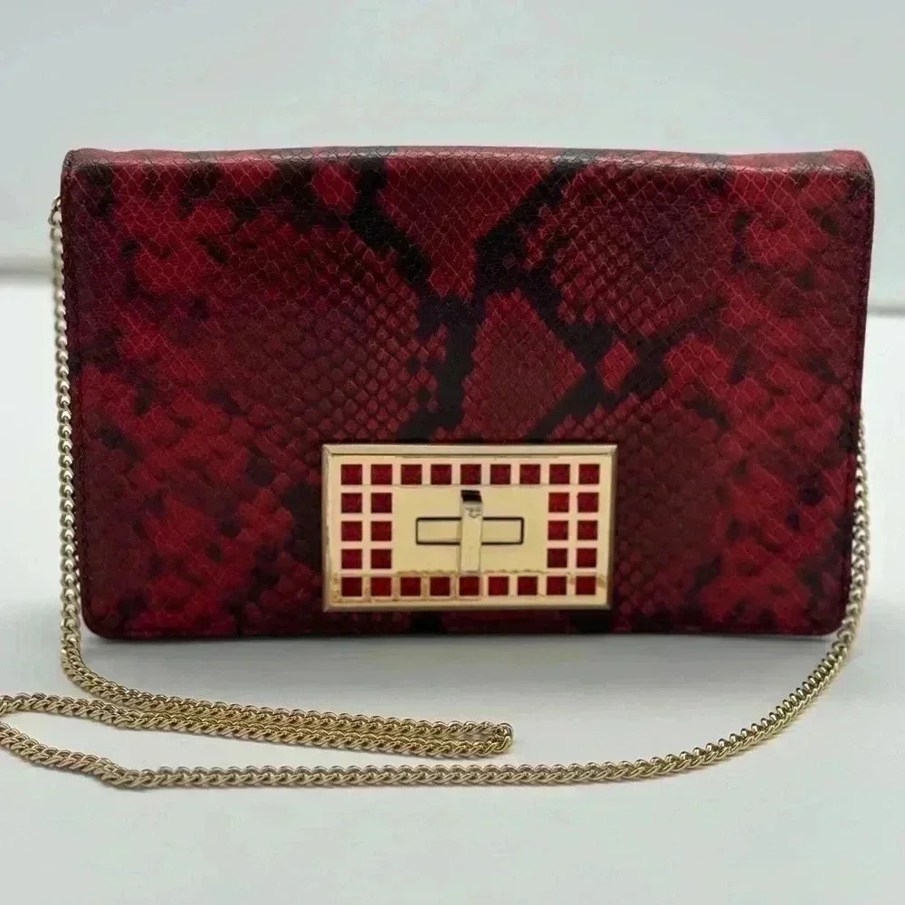 Michael Kors Calf Leather Python Print Clutch Wit… - image 2